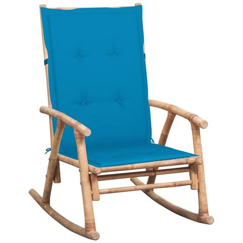 Sedia a Dondolo con Cuscino in Bambù - Foto 1