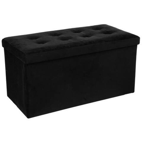 Pouf Doppio Pieghevole Lysandre In Velluto - Nero - L 75,7 X P 37,5 X H 38 Cm - Foto 1