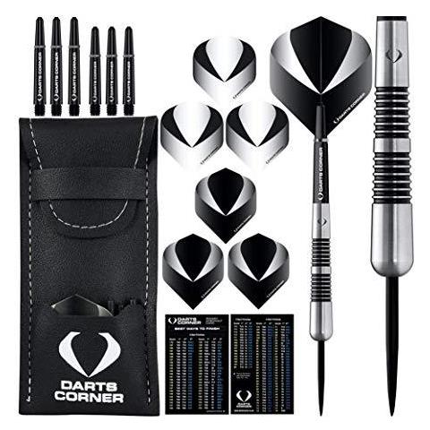D0666 Warfare Premium Tungsteno Freccette Set Con Punte Dacciaio E Multi Anello Botti Compreso 6 Voli 6 Steli Checkout Card E Custodia Bagagli 24g 26g 28g 30g Nero - Foto 1