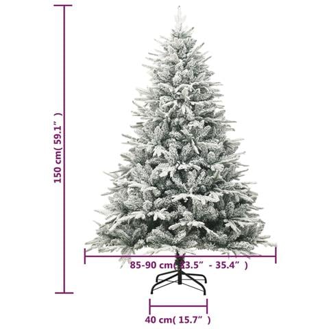 Albero di Natale Artificiale con Neve Verde 150 cm PVC e PE - Foto 7