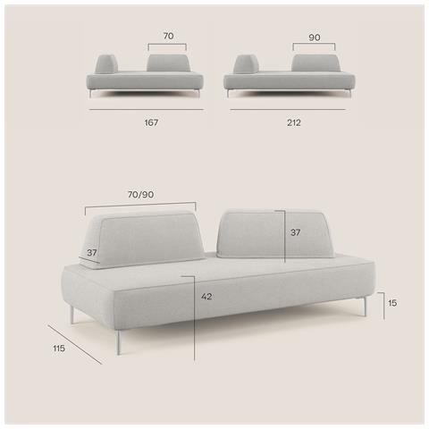 Newton Divano Lineare Con Schienali Movibili T07 Beige - Foto 8