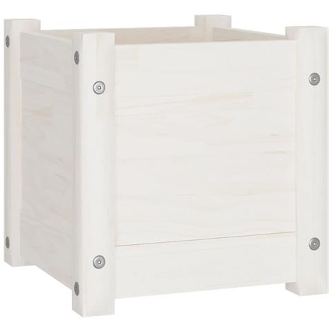 Fioriera Da Giardino Bianca 31x31x31 Cm Legno Massello Di Pino - Foto 2