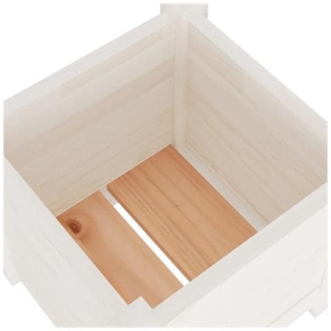 Fioriera Da Giardino Bianca 31x31x31 Cm Legno Massello Di Pino - Foto 8