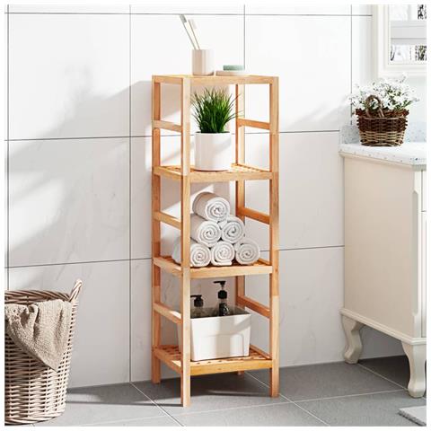 Scaffale Da Bagno 35,5x35,5x112,5 Cm In Legno Massello Di Noce - Foto 8