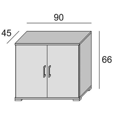 Armadio Multiuso Bucaneve, Mobile Lineare A 2 Ante Battenti Con Ripiano, Mobile Da Ingresso, Scarpiera Moderna, 100% Made In Italy, 90x45h66 Cm, Rovere E Bianco - Foto 4