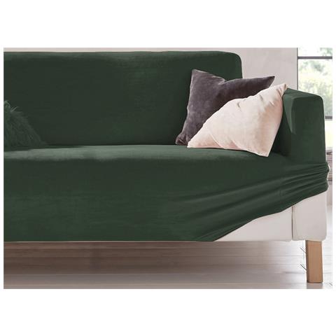Copridivano Elasticizzato Effetto Velluto Modello Morbidissimo Colore Verde 4 Posti Verde - Foto 2