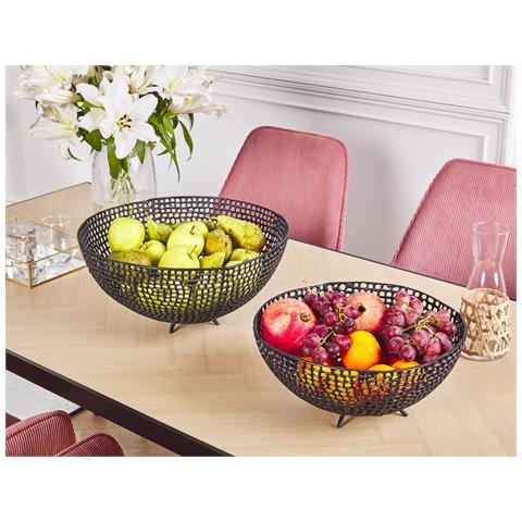 Set Di 2 Vassoi Decorativi Alluminio Nero Krukut - Foto 1