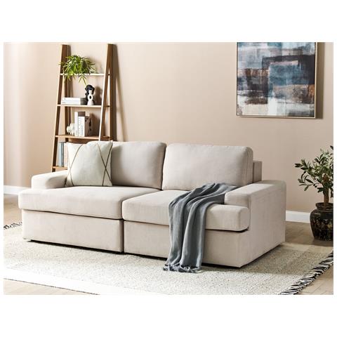 Divano 3 Posti Alla Tessuto Beige Chiaro - Foto 1