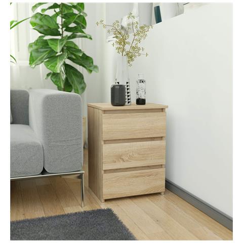 Comodino CL3, 3 cassetti, 40x35x57 cm, Colore Sonoma Quercia - Foto 5