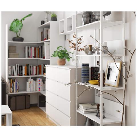 Scaffale stile loft con ripiani in legno, 6 ripiani, 70x32x192 cm, Colore Bianco - Foto 5
