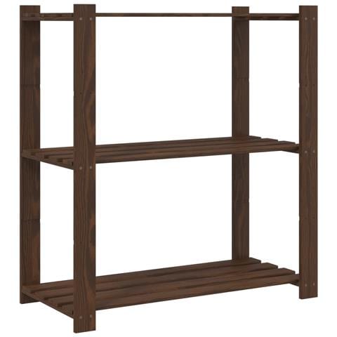 Scaffale A 3 Livelli Marrone 80x38x90 Cm In Legno Di Pino - Foto 2