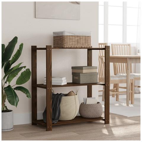 Scaffale A 3 Livelli Marrone 80x38x90 Cm In Legno Di Pino - Foto 1