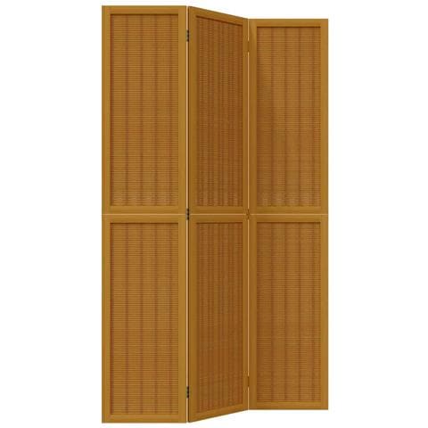 Divisorio Ambienti 3 Pannelli Marrone Scuro Massello Paulownia - Foto 2