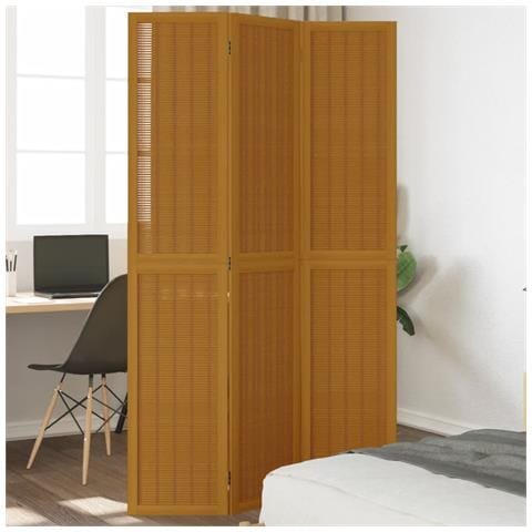 Divisorio Ambienti 3 Pannelli Marrone Scuro Massello Paulownia - Foto 1