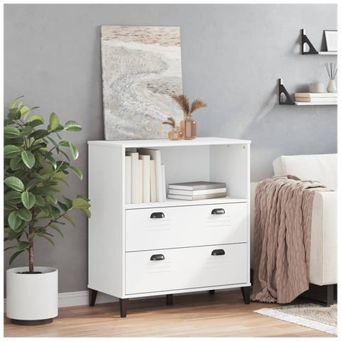 Libreria Viken Bianca 80x40x80 Cm In Legno Multistrato - Foto 2