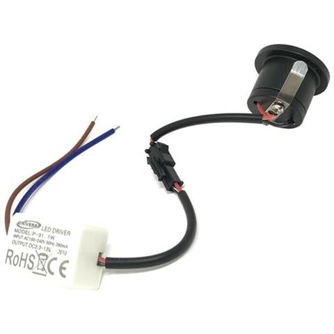 Faretto Led 1 W A Incasso Mini Punto Luce Bianca 6500 K Bordo Nero - Foto 2