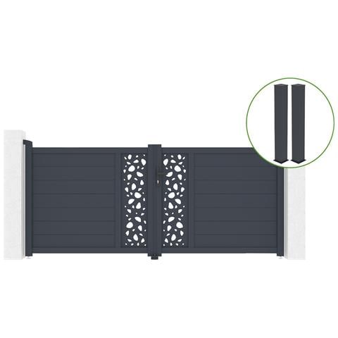 Cancello Battente 3m Sunny H. 120cm Grigio Alluminio + 2 Montanti 20x20cm H. 166cm - Foto 1