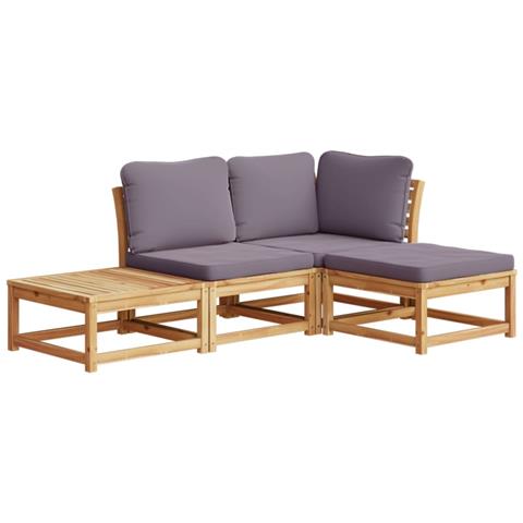 Set Salotto Da Giardino 4pz Con Cuscini Legno Massello Acacia - Foto 2