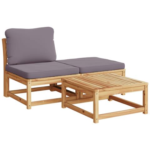 Set Salotto Da Giardino 4pz Con Cuscini Legno Massello Acacia - Foto 3