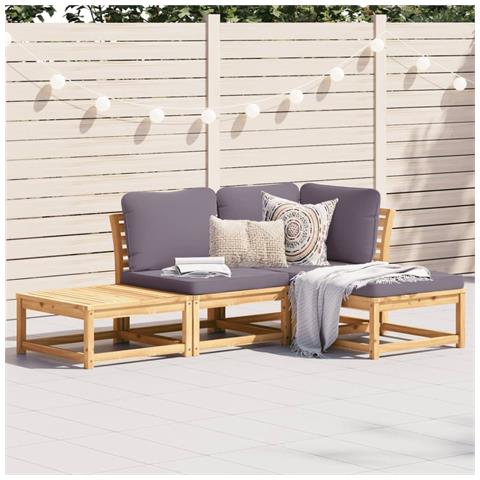 Set Salotto Da Giardino 4pz Con Cuscini Legno Massello Acacia - Foto 1