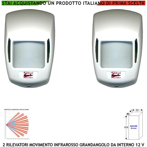 Infrarosso Sensore Di Movimento Grandangolo 2 Pezzi Per Antifurto Portata 15 Mt Da Interno Rileva Intruso Entro 90 Gra - Foto 1