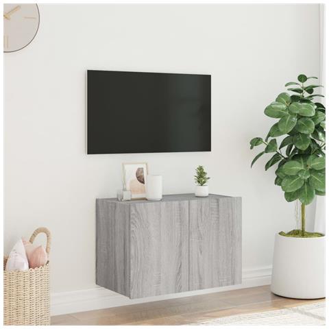 Mobile TV a Parete con Luci LED Grigio Sonoma 60x35x41 cm - Foto 10