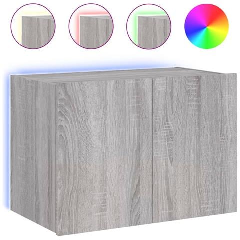 Mobile TV a Parete con Luci LED Grigio Sonoma 60x35x41 cm - Foto 1