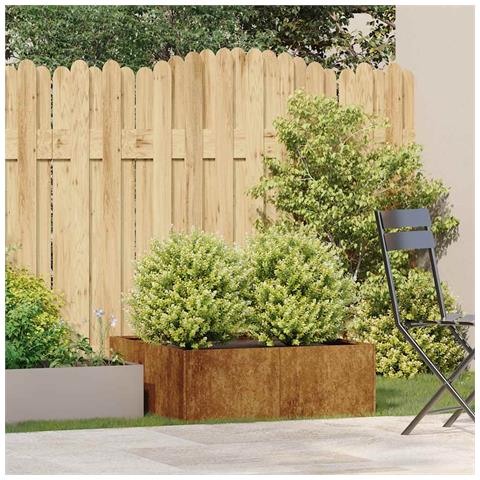 Fioriera Arrugginita 80x80x30 Cm In Acciaio Corten - Foto 3