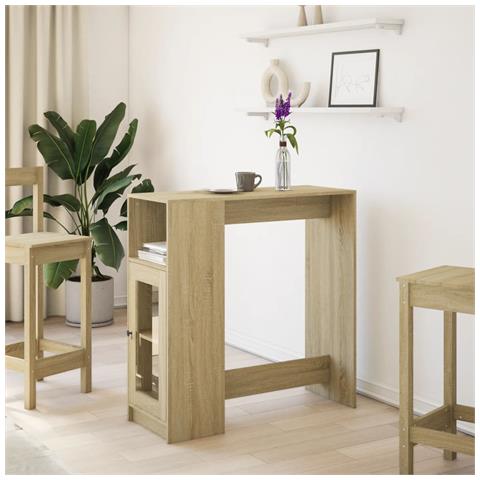 Tavolo Bar Con Rastrelliera Sonoma 101x40x103,5 Cm Multistrato - Foto 3