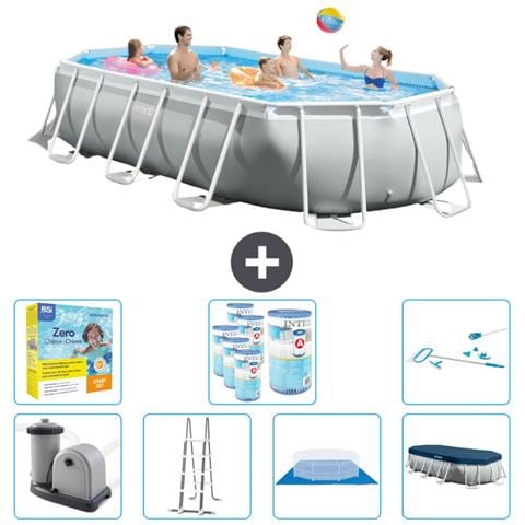 Piscina Fuori Terra - Ovale - 503x274x122 Cm - Grigio - Include Accessori Coordinati Cb52 - Foto 1