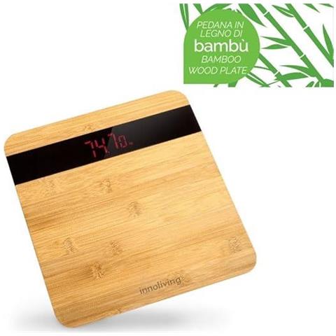 Bilancia Digitale Pesapersona in Bambù, Design Naturale ed Elegante, Display LCD, Precisione Elevata fino a 180kg, Tecnologia Step-On, Spegnimento Automatico (INN-151) - Foto 2