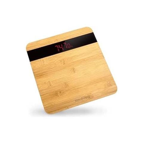 Bilancia Digitale Pesapersona in Bambù, Design Naturale ed Elegante, Display LCD, Precisione Elevata fino a 180kg, Tecnologia Step-On, Spegnimento Automatico (INN-151) - Foto 1