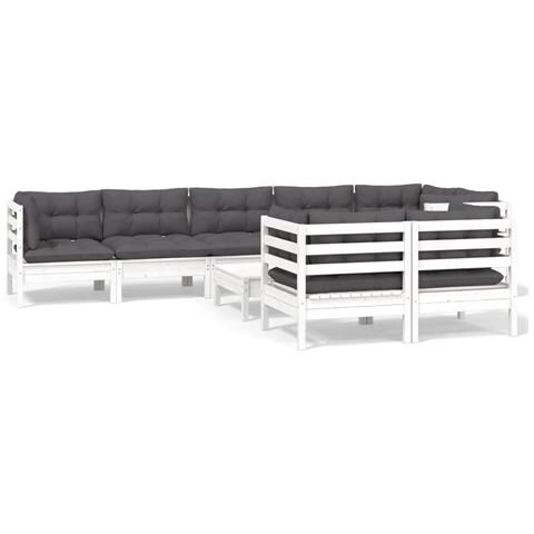 Lusso Casadino - Set Divani Da Giardino 9 Pz Con Cuscini Bianchi Legno Di Pino - Foto 1