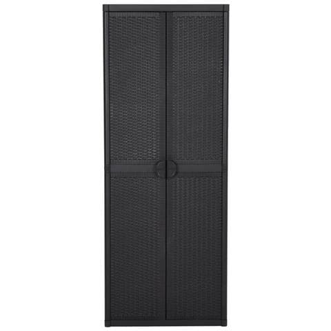 Armadio Da Giardino Nero 65x45x172 Cm In Rattan Pp - Foto 1