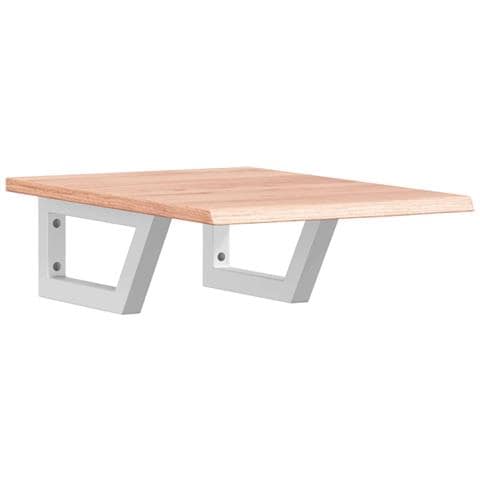 Ripiano A Parete Per Lavabo In Acciaio E Massello Di Rovere - Foto 1