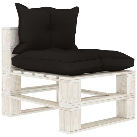 Lusso Casadino -  Poltrona Centrale Da Giardino Pallet Con Cuscini Neri In Legno - Foto 2