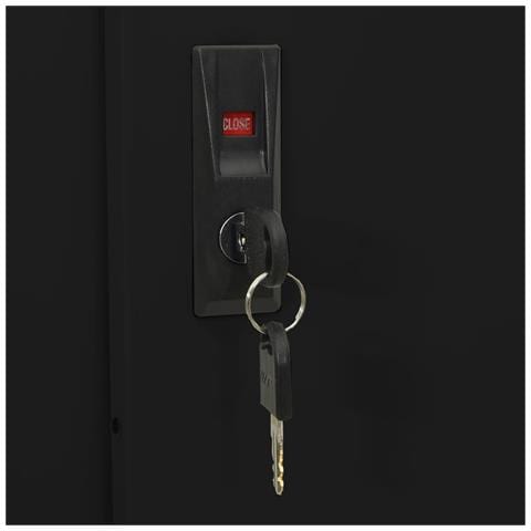 Lusso Casadino -  Armadio Per Ufficio Anta Scorrevole Nero 90x40x180 Cm Acciaio - Foto 8