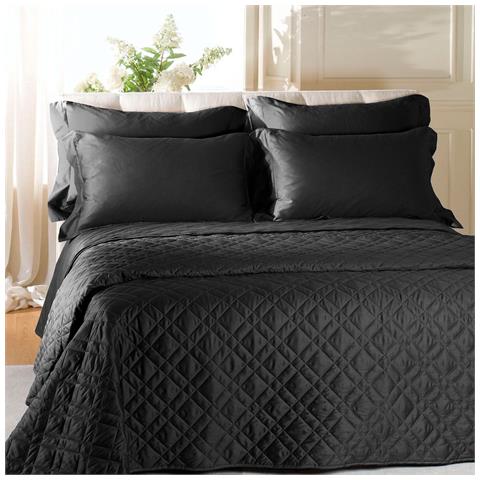 Copriletto Trapuntato Dreaming Raso In Raso Di Cotone Colore Nero Misura Matrimoniale - Foto 1