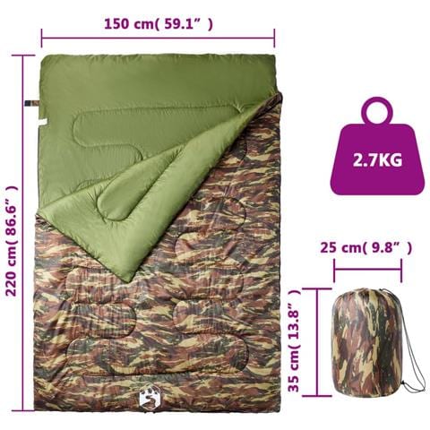 Sacco Pelo Doppio Campeggio con Cuscini per Adulti 3-4 Stagioni - Foto 5