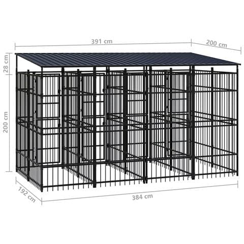 Gabbia per Cani da Esterno con Tetto in Acciaio 7,37 m² - Foto 8