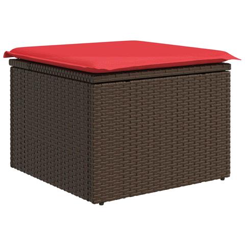Sgabello Giardino con Cuscino Marrone 55x55x37 cm in Polyrattan - Foto 1