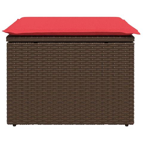 Sgabello Giardino con Cuscino Marrone 55x55x37 cm in Polyrattan - Foto 2