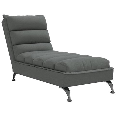 Chaise Longue con Cuscini Grigio Scuro in Tessuto - Foto 1