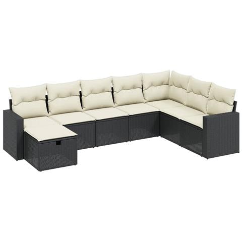 Set Divani da Giardino con Cuscini 8 pz Nero in Polyrattan - Foto 1