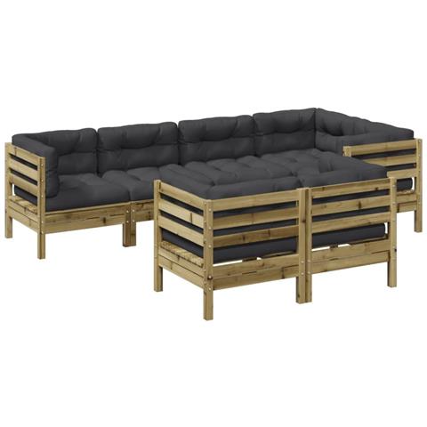 Set Divani da Giardino 7pz con Cuscini Legno Impregnato di Pino - Foto 1