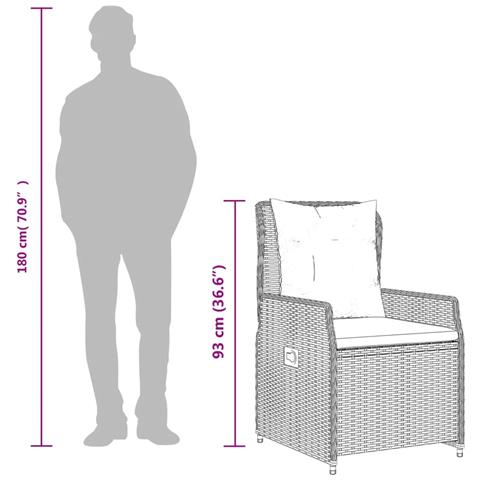 Set Pranzo da Giardino 5pz con Cuscini Grigio Chiaro Polyrattan - Foto 9