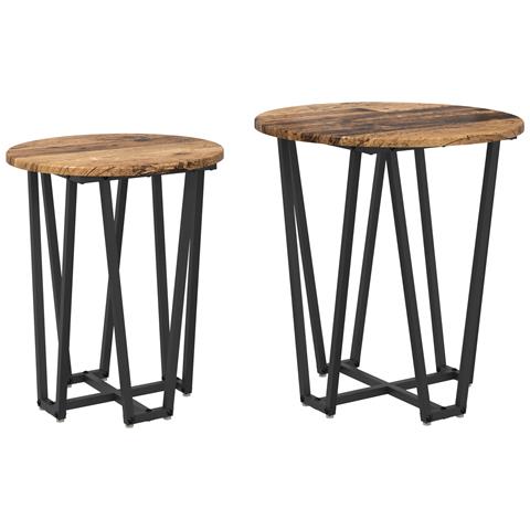 Set di 2 Tavolini in Legno Riciclato e Metallo - Foto 1