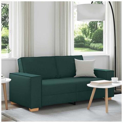 Divano a 2 posti Verde scuro 140 cm in tessuto - Foto 2