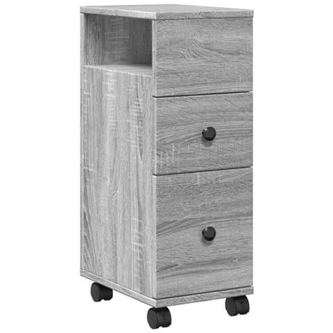 Mobile da Bagno Stretto con Ruote Grigio Sonoma in Truciolato - Foto 1