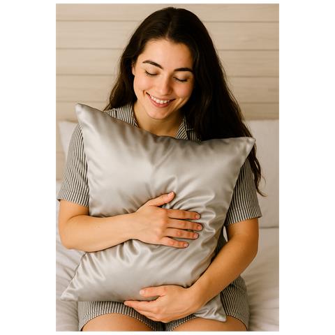 100% Federa In Seta Mulberry, Effetto Anti-age | Grigio Argento - Foto 4